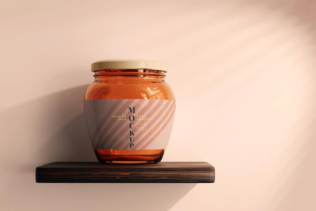 Free PSD | Marmalade glass jar mockup