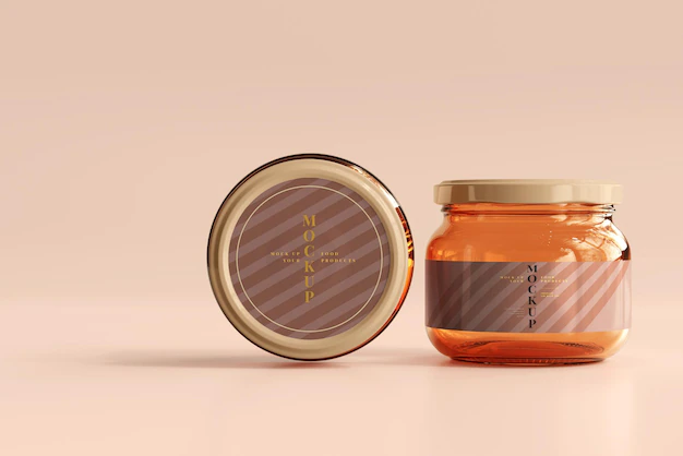 Free PSD | Marmalade glass jars mockup