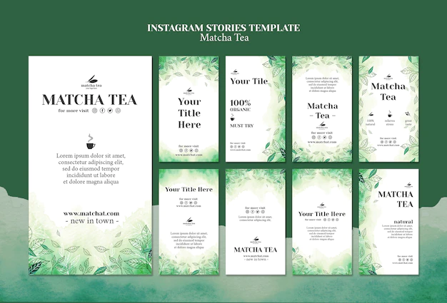 Free PSD | Matcha tea instagram stories tamplate concept mock-up