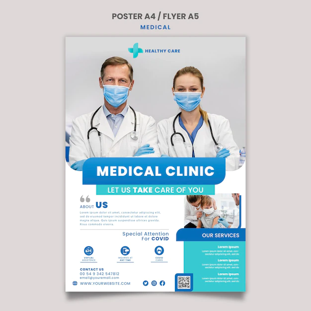 Free PSD | Medical care poster and flyer template design