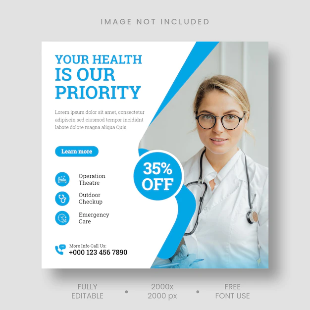 Free PSD | Medical health social media and instagram post banner