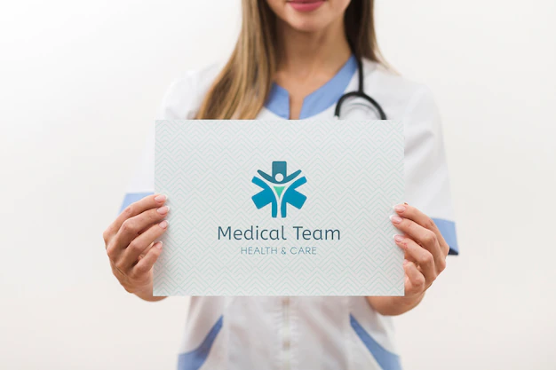 Free PSD | Medical team mock-up card front view