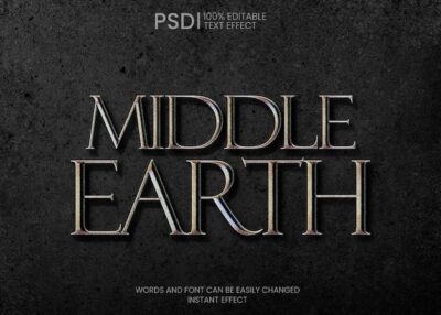 Free PSD | Medieval fantasy text effect with antique metallic letters