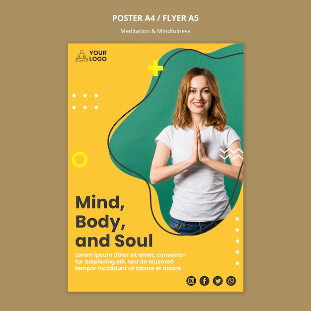Free PSD | Meditation & mindfulness poster template