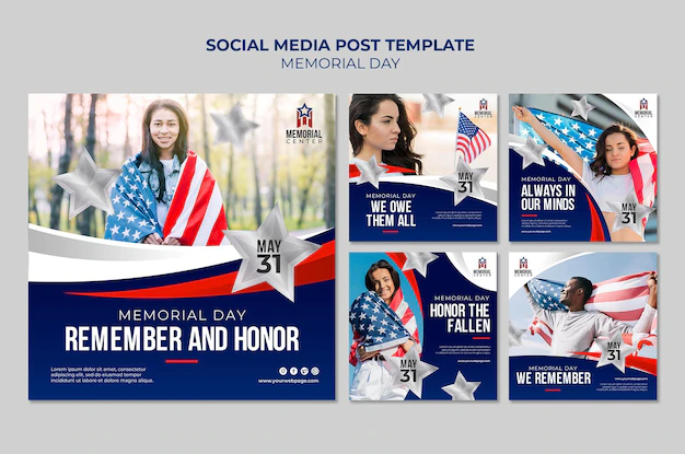 Free PSD | Memorial day instagram posts template