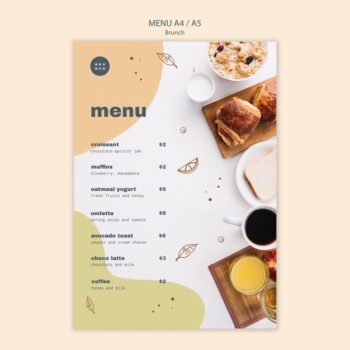 Free PSD | Menu style for delicious brunch dishes