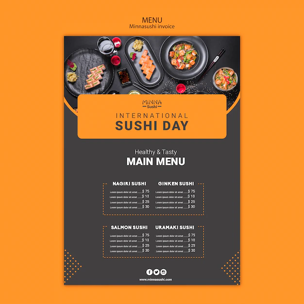 Free PSD | Menu template for international sushi day