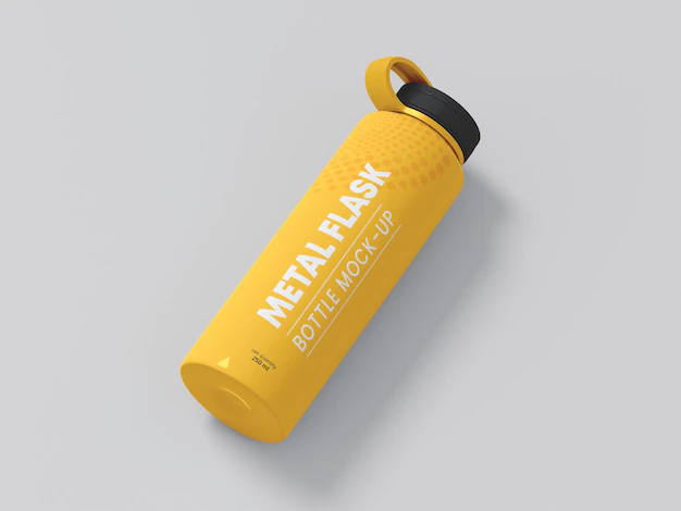 Free PSD | Metal flask bottle mockup