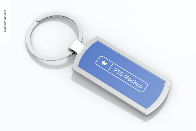 Free PSD | Metallic keychain mockup, top view