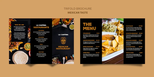 Free PSD | Mexican restaurant trifold brochure template