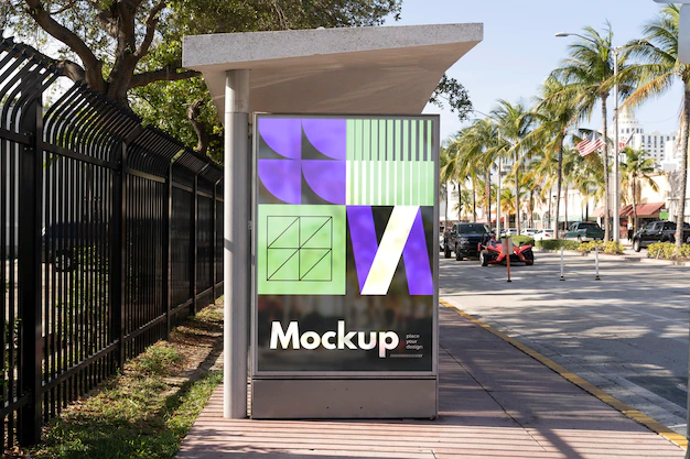 Free PSD | Miami advertising outdoor display mockup