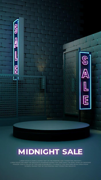 Free PSD | Midnight sale 3d realistic podium product promo display