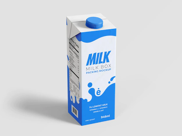 Free PSD | Milk box mockup template