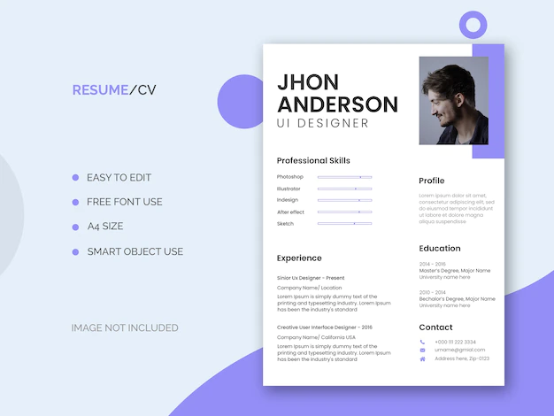 Free PSD | Minimal and clean resume or cv template