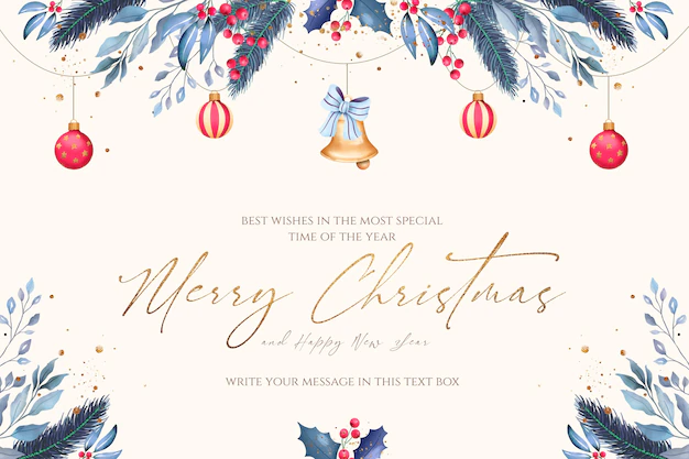 Free PSD | Minimal christmas background with blue and red ornaments