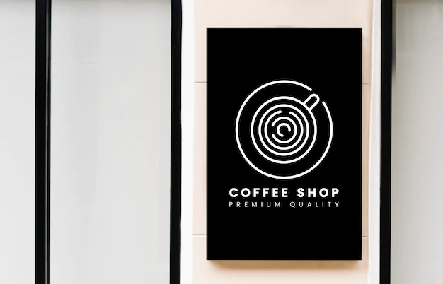 Free PSD | Minimal coffee shop sign mockup