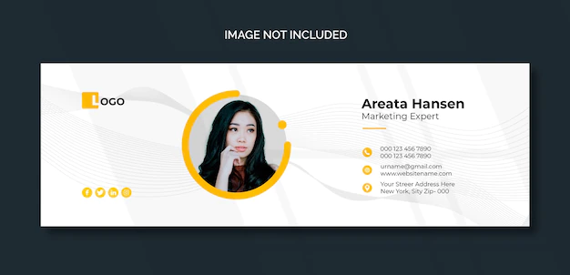 Free PSD | Minimal email signature template or email footer and personal social media cover design