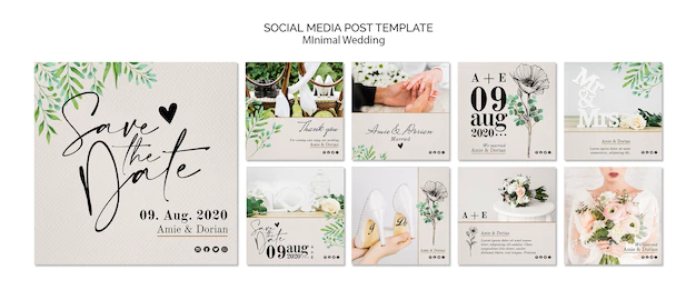 Free PSD | Minimal wedding social media post template