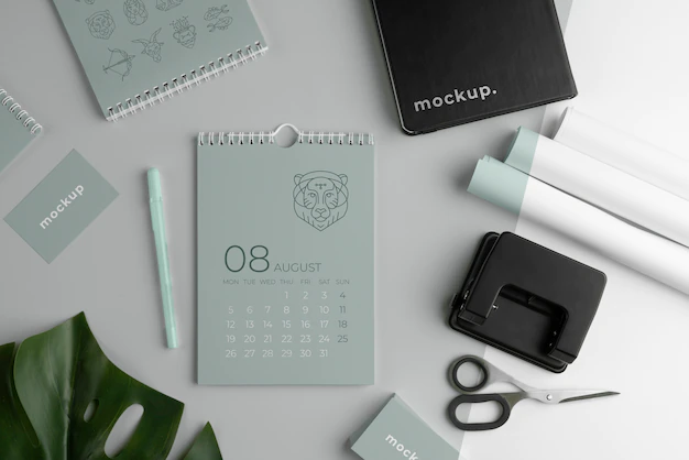 Free PSD | Minimalist mock-up calendar arrangement