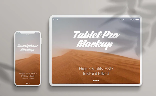 Free PSD | Minimalist tablet and smartphone mockup