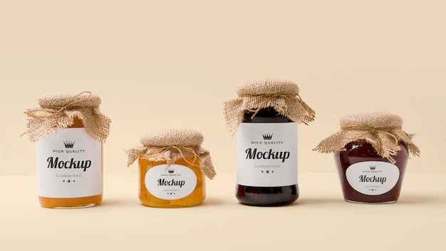 Free PSD | Mock-up jam jars packaging composition