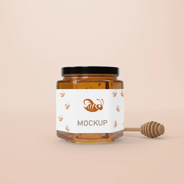 Free PSD | Mock-up jar with honey