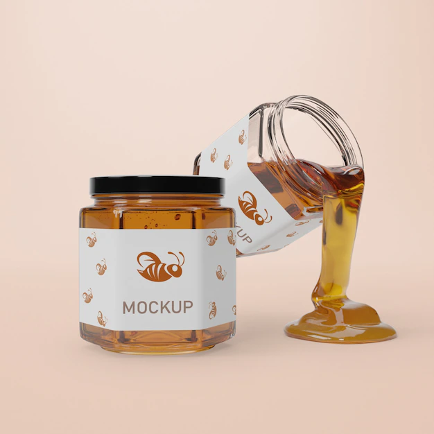 Free PSD | Mock-up jars with honey