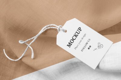 Free PSD | Mock-up of clothing label on brown soft fabric