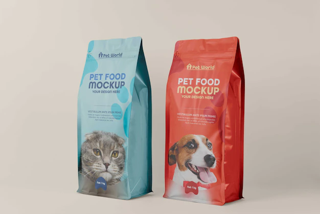 Free PSD | Mock-up of dog and cat food bags