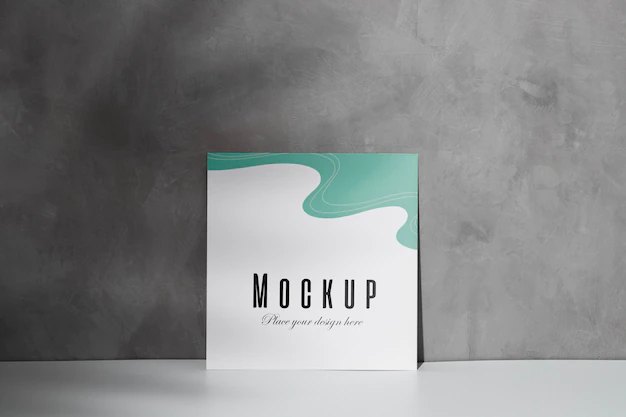 Free PSD | Mockup card leaning on the wall