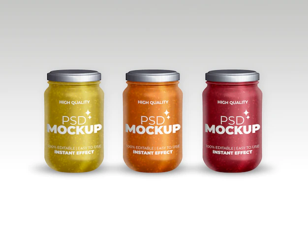 Free PSD | Mockup collection of jars