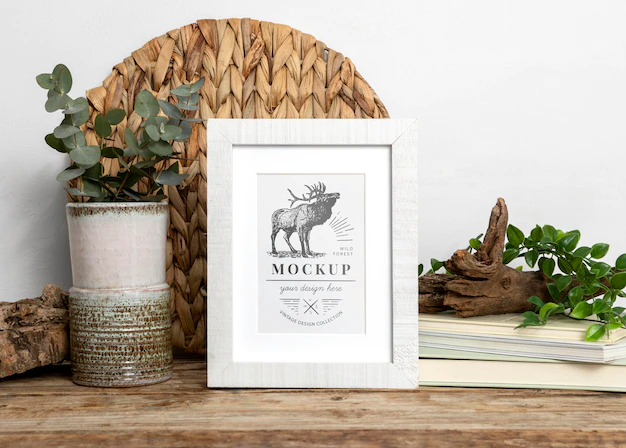 Free PSD | Mockup frame on table