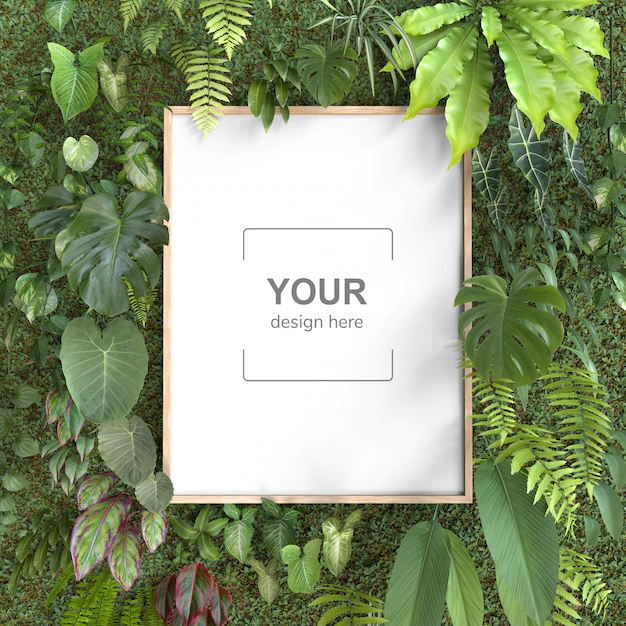 Free PSD | Mockup frame with vertical garden
