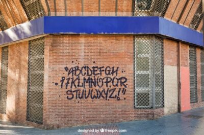 Free PSD | Mockup of graffiti on brick wall