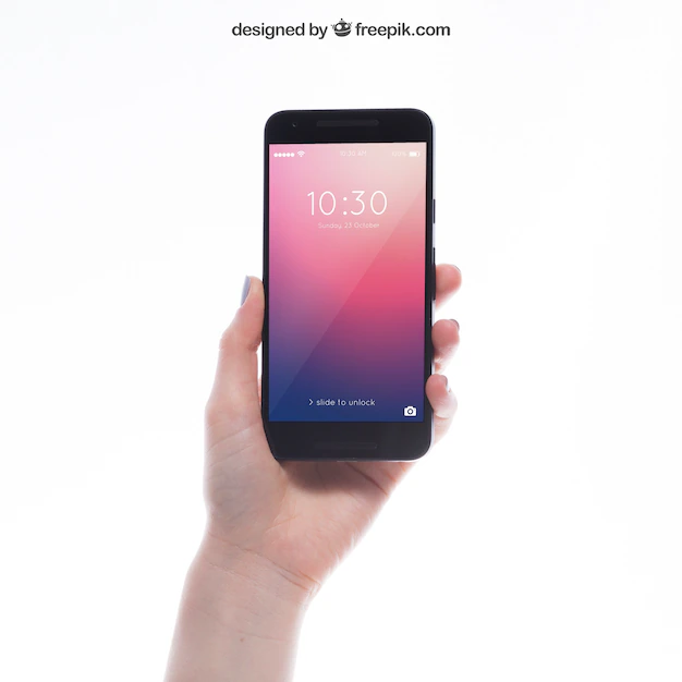 Free PSD | Mockup of hand holding smartphone