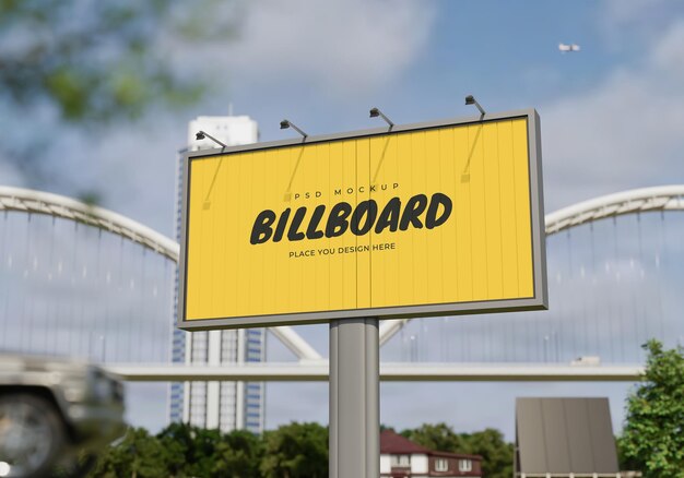 Free PSD | Mockup of rectangular billboard psd