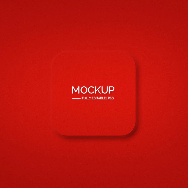 Free PSD | Mockup of square piece on red background