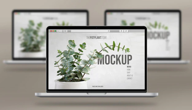 Free PSD | Mockup of three laptops composition
