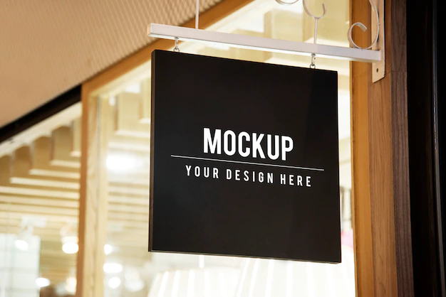 Free PSD | Mockup sign outside of a shop