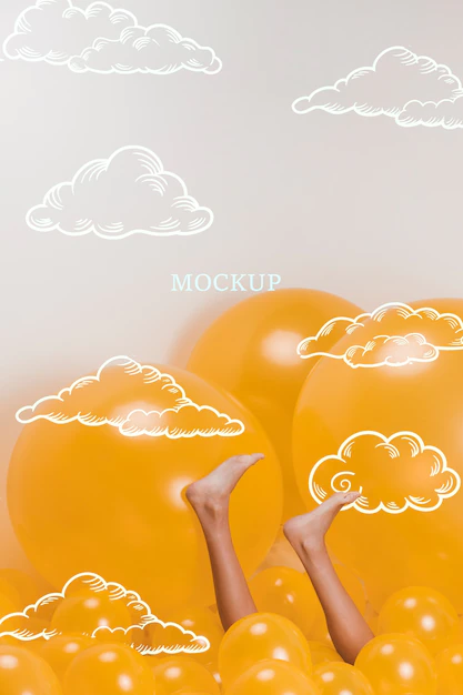 Free PSD | Model legs on yellow clouds
