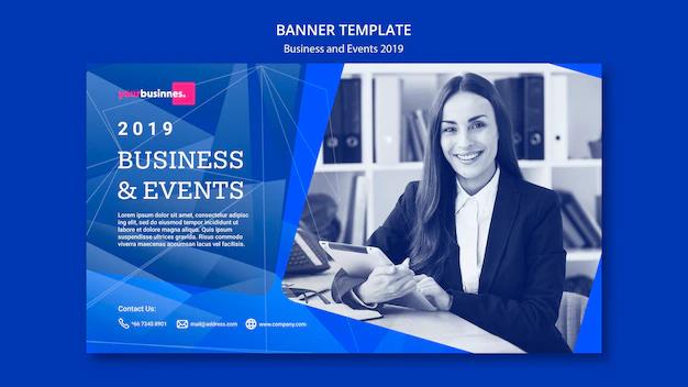 Free PSD | Modern banner template with business woman