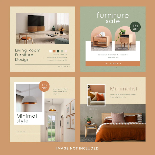 Free PSD | Modern furniture instagram post set premium psd