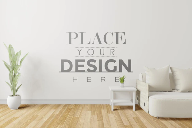 Free PSD | Modern living room interior wall mockup
