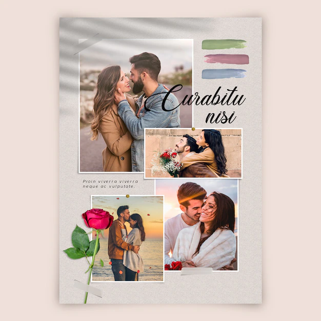 Free PSD | Moodboard with cute young couple