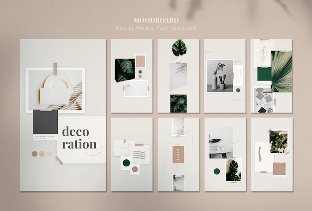 Free PSD | Moodboard with home decorations