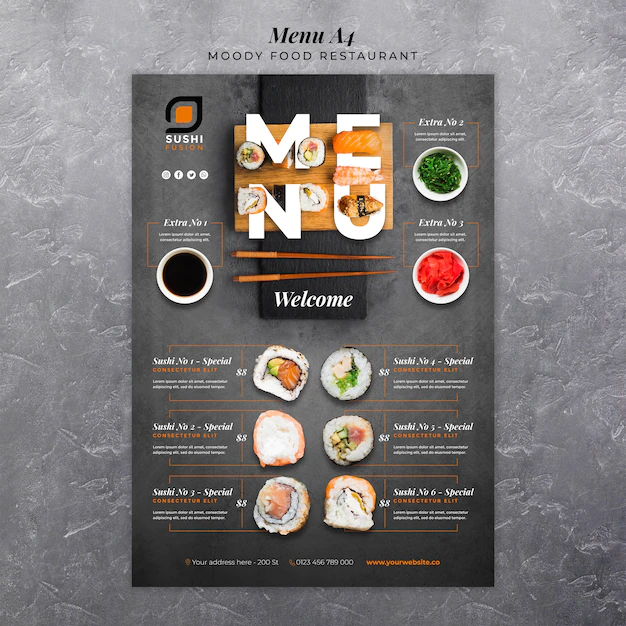 Free PSD | Moody food restaurant menu template