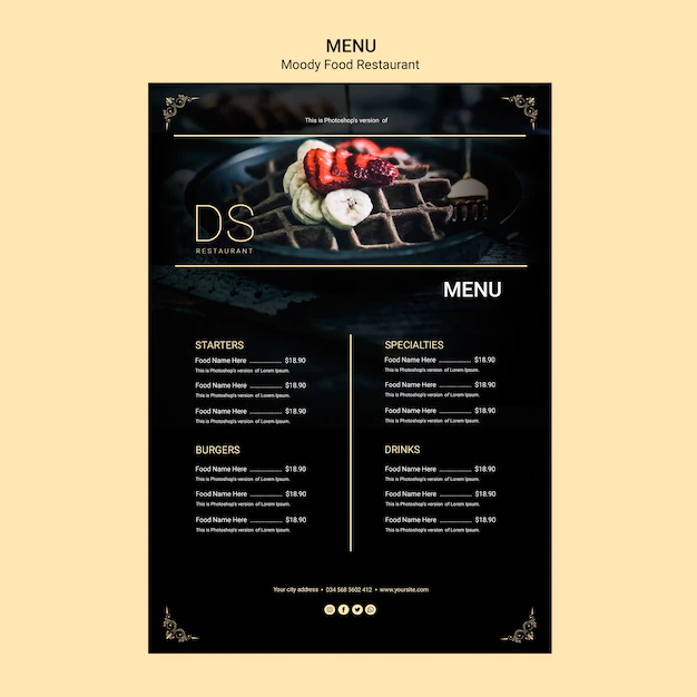 Free PSD | Moody food restaurant menu