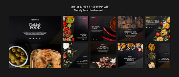 Free PSD | Moody food restaurant social media post template