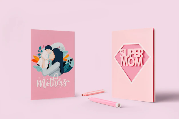 Free PSD | Mother's day celebration card with mock-up