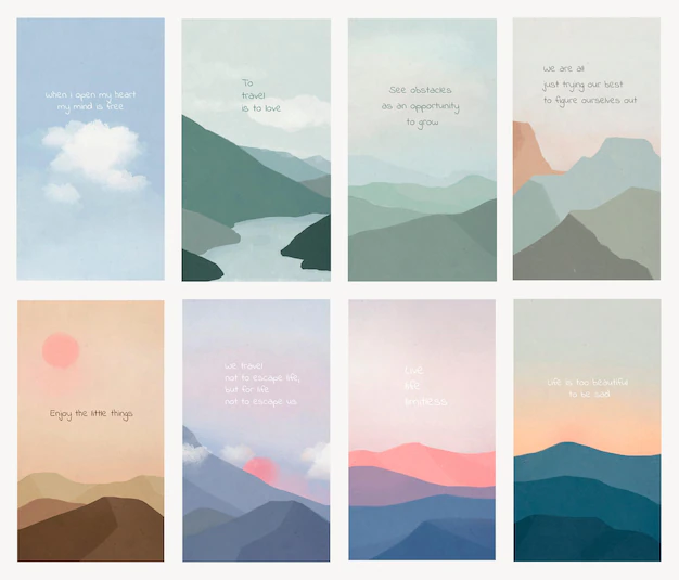 Free PSD | Motivational quote template psd on landscape background set